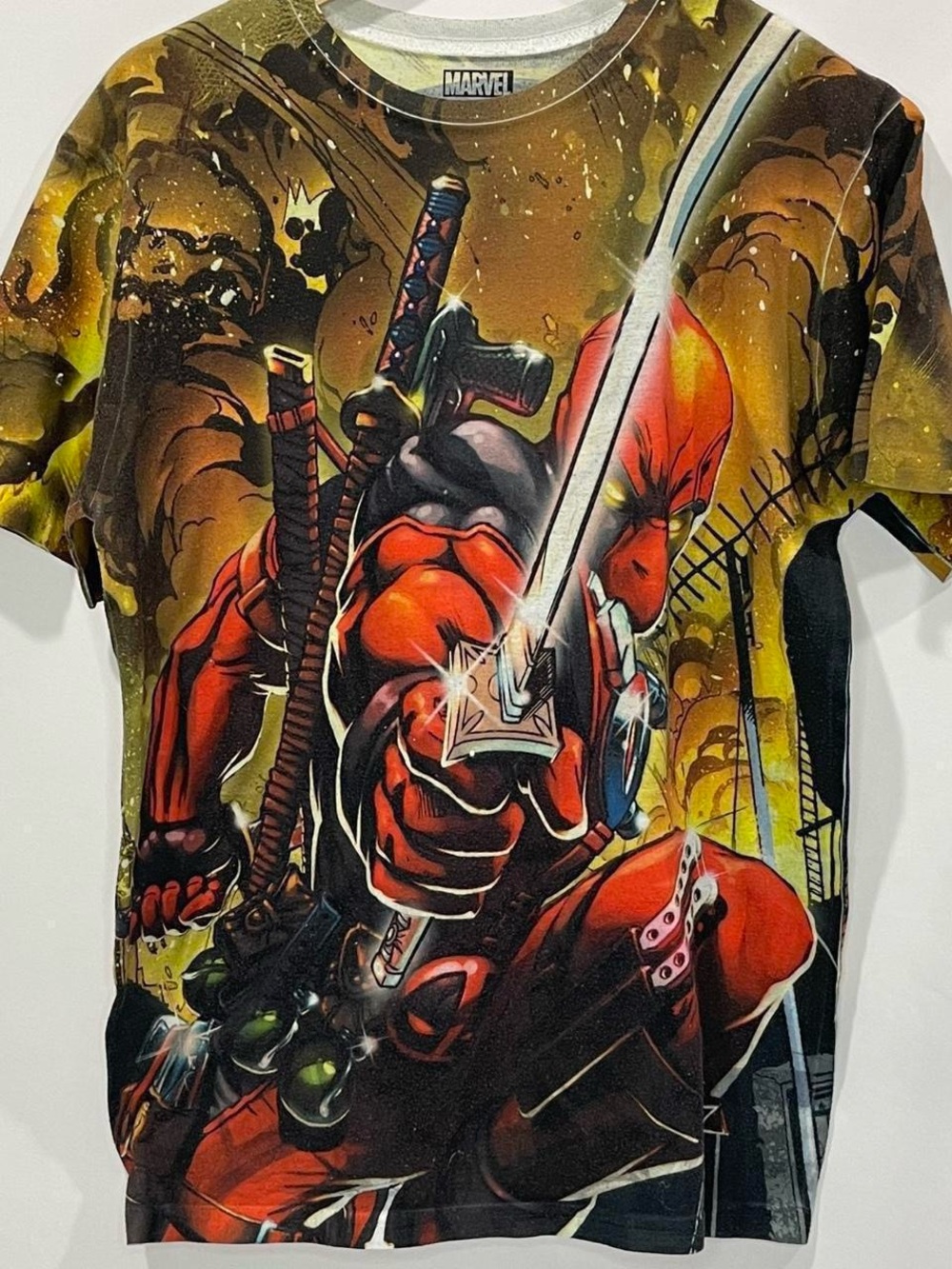 Marvel Deadpool All-Over Print Tee - Red, Black & Yellow
